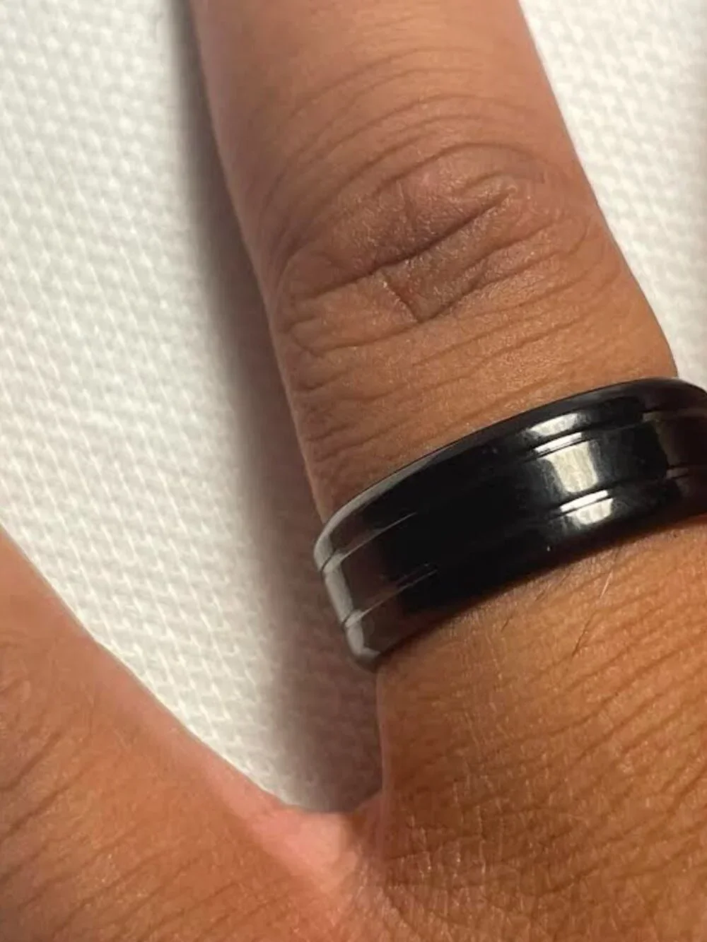 MR068 – Men’s Black Double Groove Band Ring | Size 10 | Modern Classic Ring